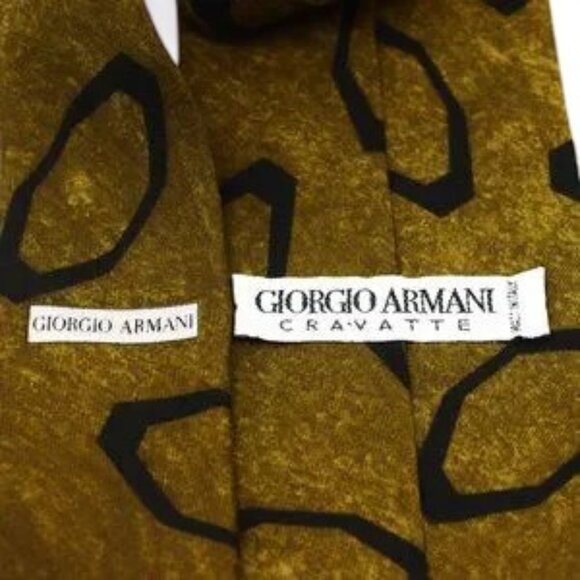Vintage Designer Giorgio Armani Cravatte Tie 100% Pure Silk Golden Brown - Picture 4 of 4